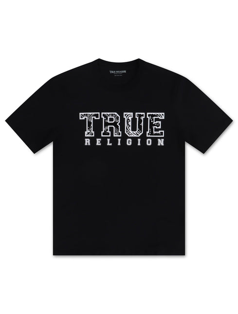 TRUE RELIGION FLOCK TEE - JET BLACK TRUE RELIGION