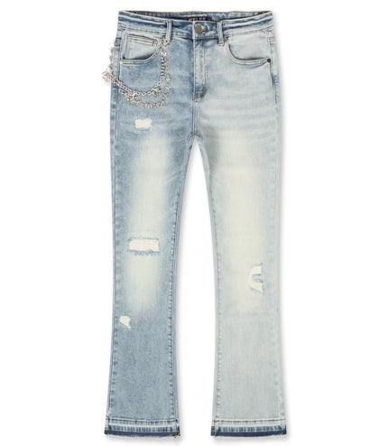 Melee Hannibal Stacked Jean - Split Blue Wash