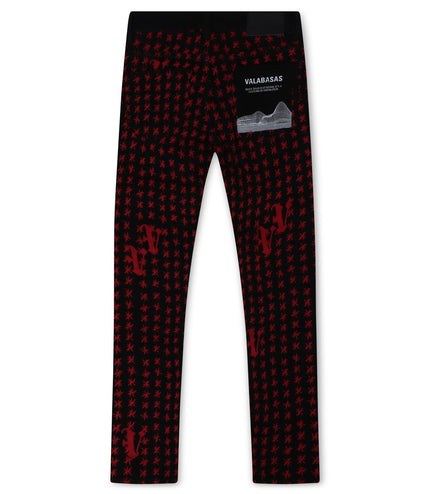 VALABASAS ASTERISK SKINNY JEAN - BLACK/RED VALABASAS