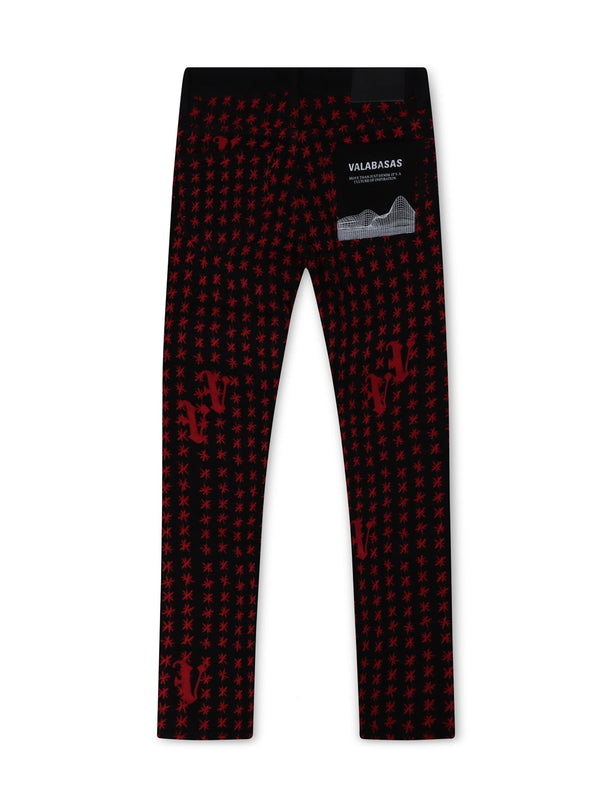 VALABASAS ASTERISK SKINNY JEAN - BLACK/RED VALABASAS