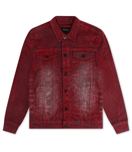 Vicious Denim Velvet Coated Denim Jacket - Red