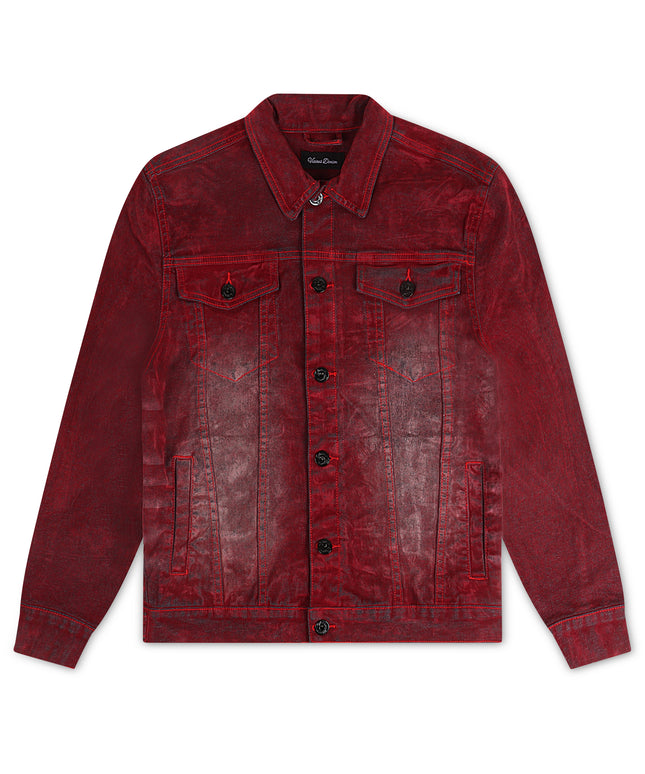 Vicious Denim Velvet Coated Denim Jacket - Red