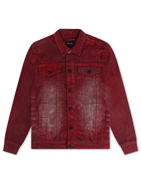 Vicious Denim Velvet Coated Denim Jacket - Red