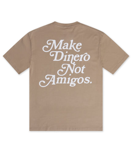 All Cash Make Dinero Not Amigos Tee - Beige/White