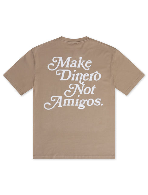 All Cash Make Dinero Not Amigos Tee - Beige/White