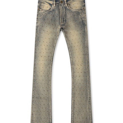 Frost Originals All Over Rhinestone Stacked Jean - Dirt Wash