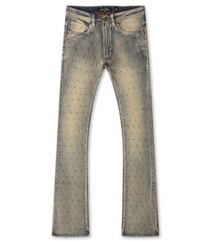 Frost Originals All Over Rhinestone Stacked Jean - Dirt Wash