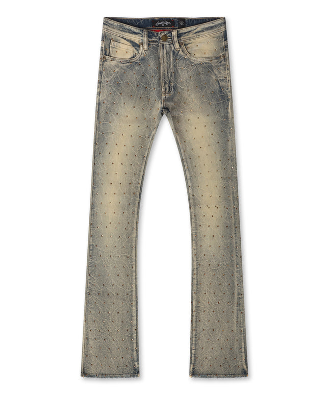 Frost Originals All Over Rhinestone Stacked Jean - Dirt Wash