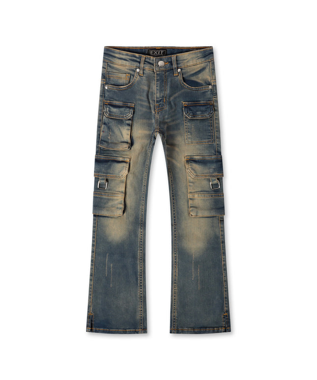 Exit Apparel Stacked Cargo Jeans - Blue