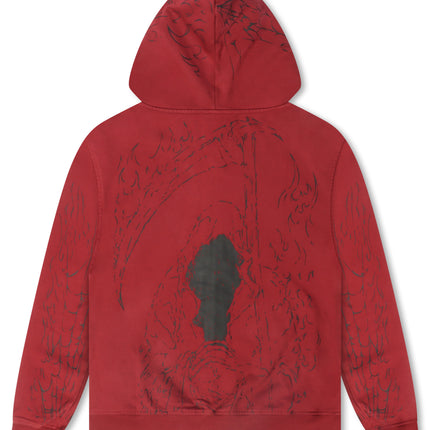 Revenge Tattoo Zip Jacket - Red/Black - denim exchange