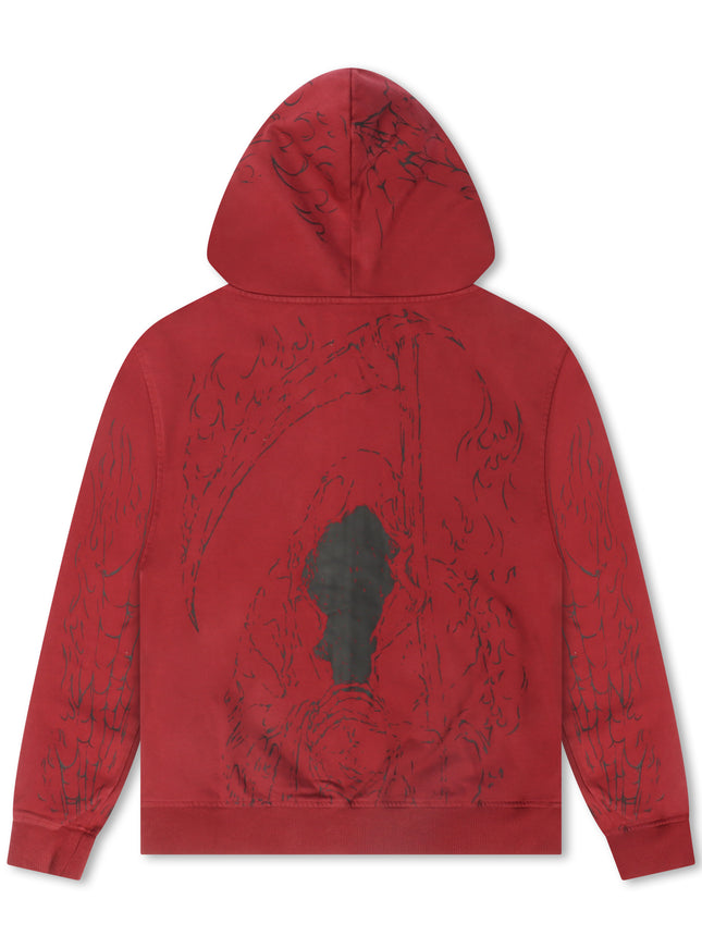 Revenge Tattoo Zip Jacket - Red/Black - denim exchange
