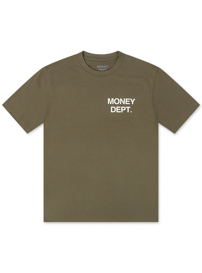 Money Dept. Los Angeles Heavyweight Tee - Light Olive/White