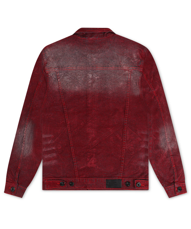 Vicious Denim Velvet Coated Denim Jacket - Red