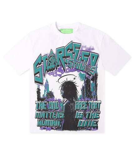 Starseed Only Race Tee  - White/Grape