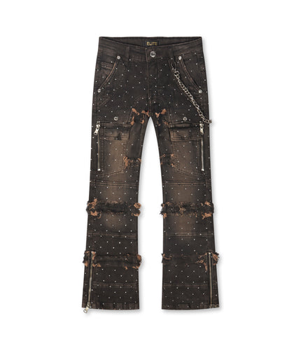 Elite Denim Kids Rhinestone Chain Jeans - Taupe