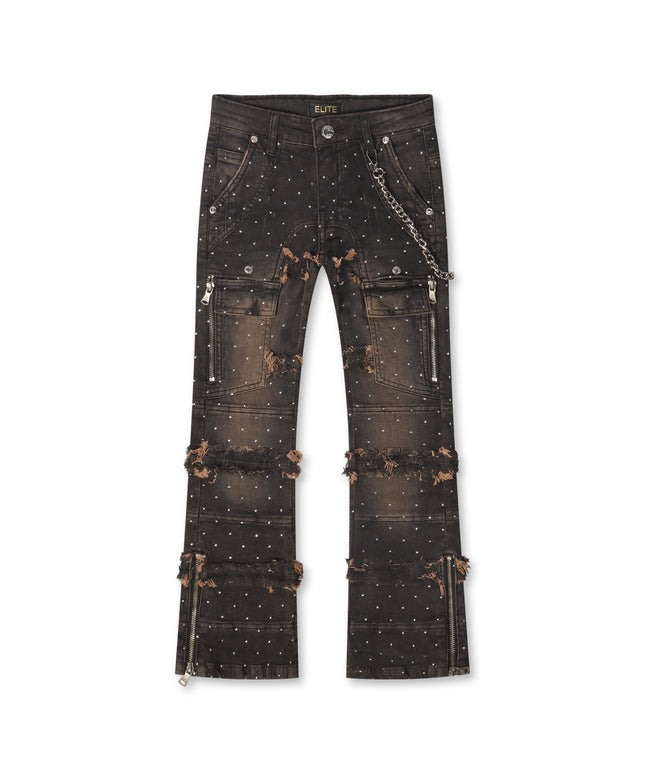 Elite Denim Kids Rhinestone Chain Jeans - Taupe