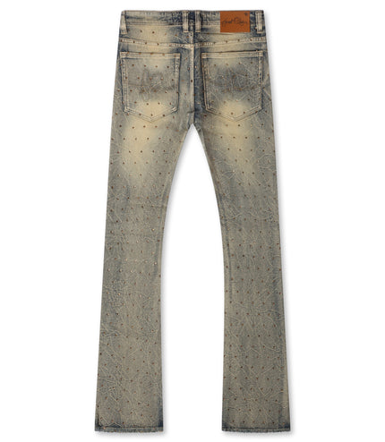 Frost Originals All Over Rhinestone Stacked Jean - Dirt Wash