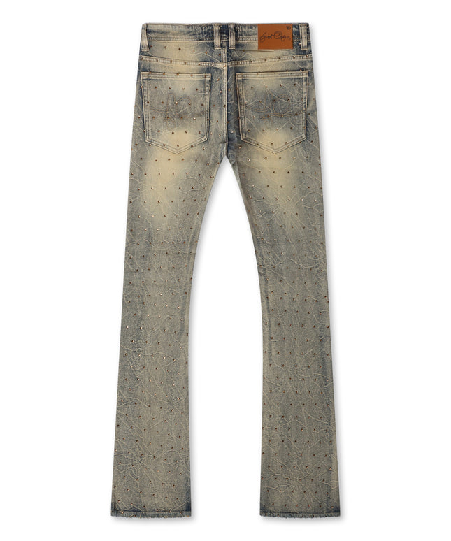 Frost Originals All Over Rhinestone Stacked Jean - Dirt Wash