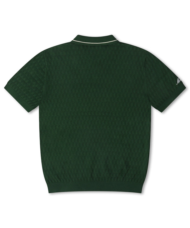 Malbon Crest Knit Polo - Myrtle