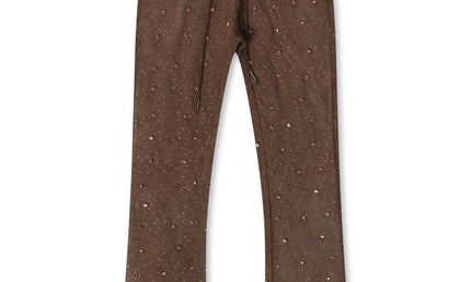 Rebel Denim Diamond Stacked Sweatpants - Brown - denim exchange
