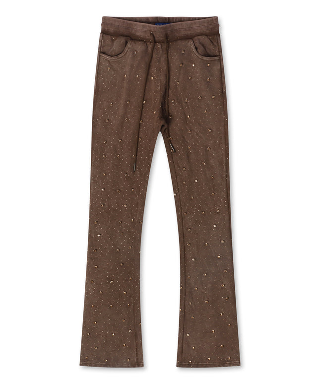 Rebel Denim Diamond Stacked Sweatpants - Brown