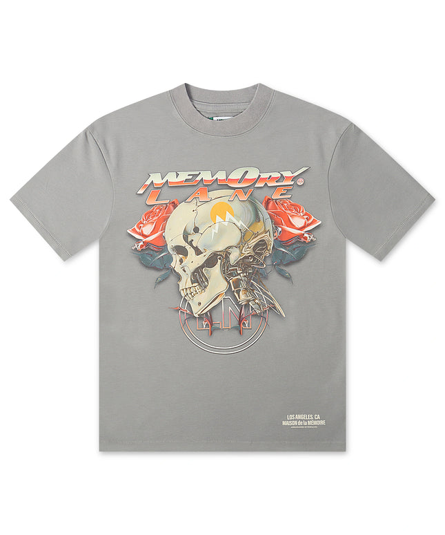 Memory Lane Skull Roses Tee - Grey
