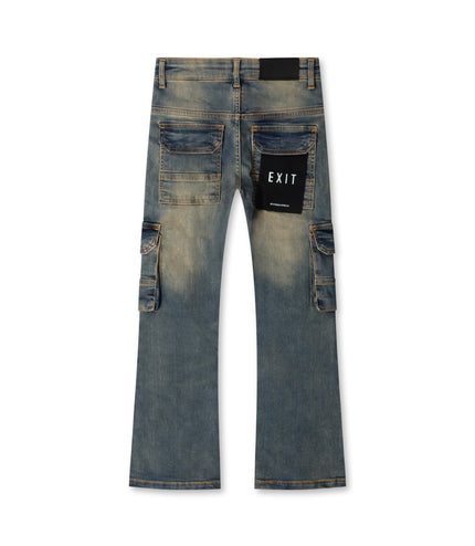 Exit Apparel Stacked Cargo Jeans - Blue