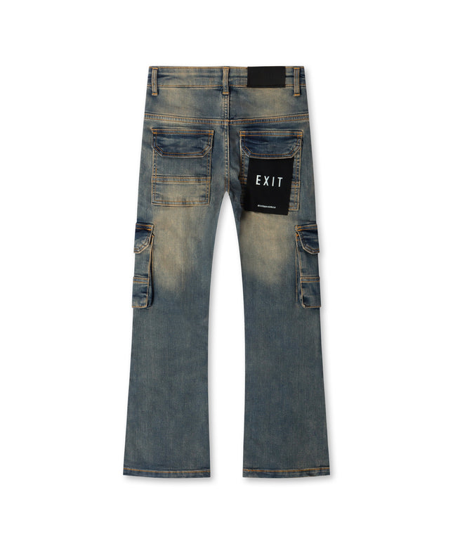 Exit Apparel Stacked Cargo Jeans - Blue