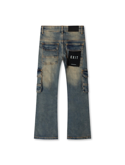 Exit Apparel Stacked Cargo Jeans - Blue