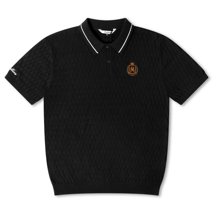 Malbon Crest Knit Polo - Black - Denim Exchange