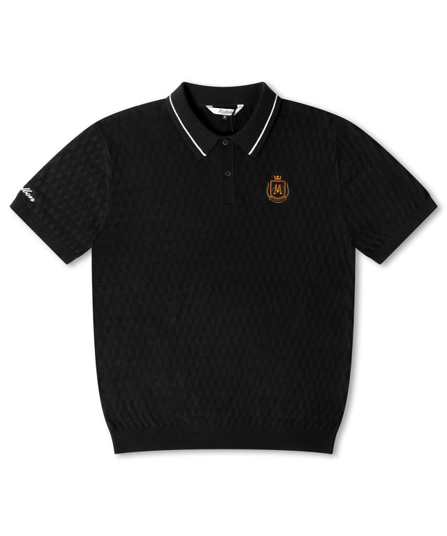 Malbon Crest Knit Polo - Black