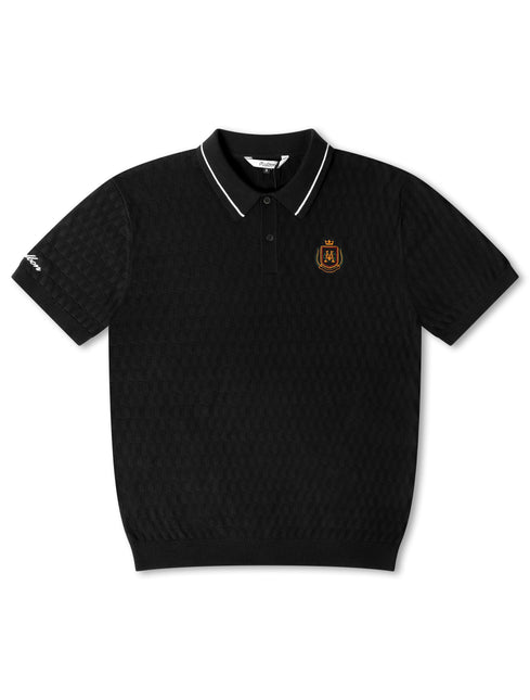 Malbon Crest Knit Polo - Black - Denim Exchange