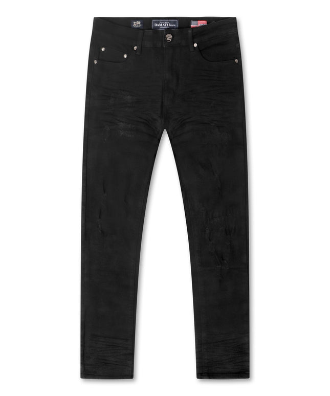Damati  Distressed Slim Fit Stretch Jeans - Jet Black