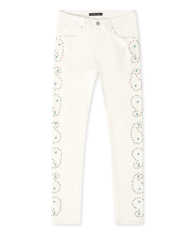 Embellish Onix Rhinestone Jeans - White