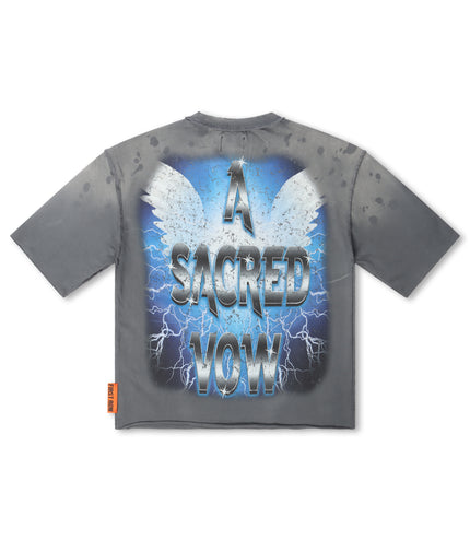 First Row Sacred Vow Cropped Tee - Grey