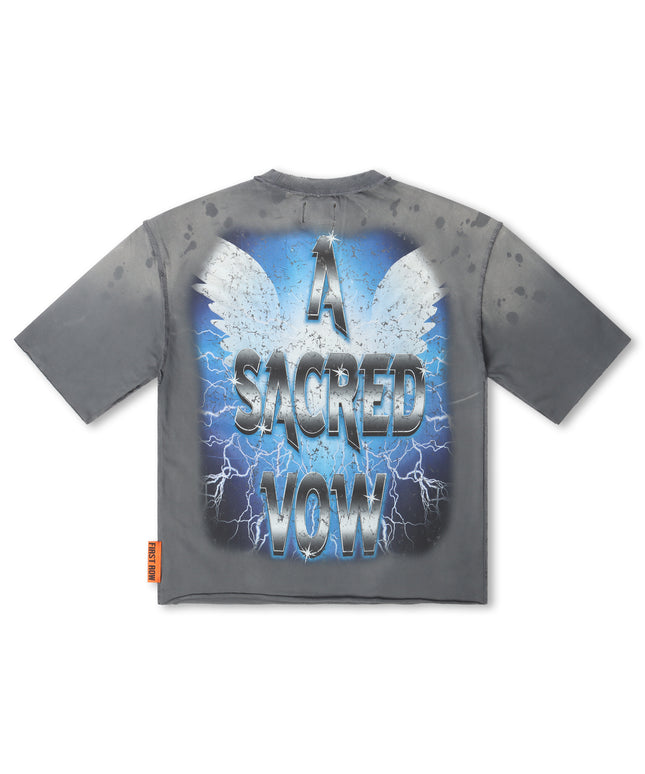 First Row Sacred Vow Cropped Tee - Grey