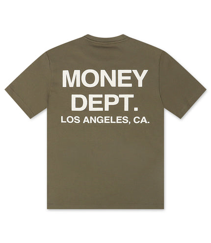 Money Dept. Los Angeles Heavyweight Tee - Light Olive/White