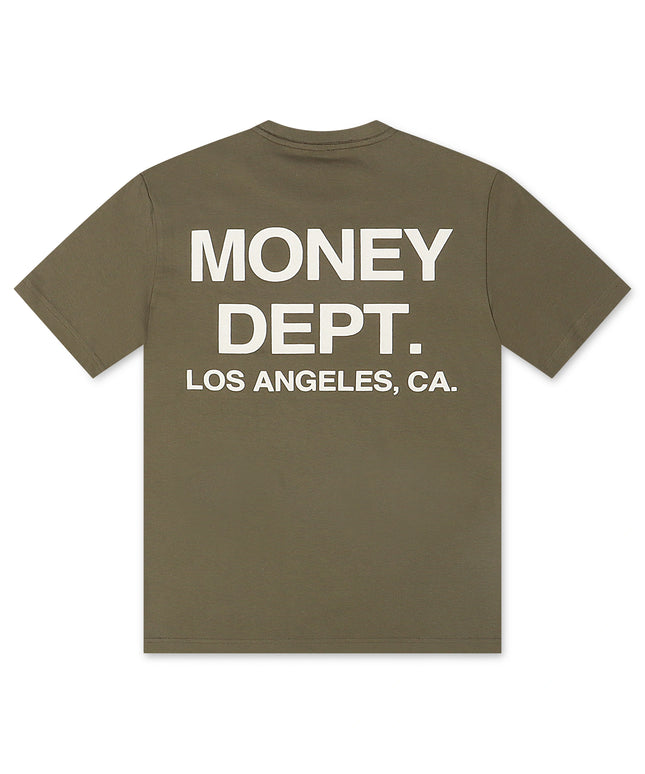 Money Dept. Los Angeles Heavyweight Tee - Light Olive/White