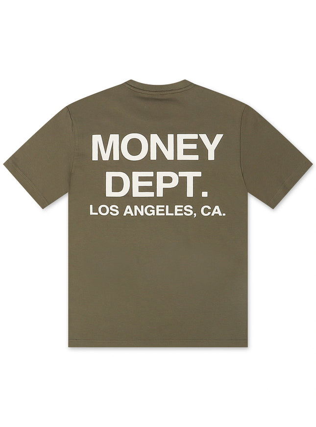 Money Dept. Los Angeles Heavyweight Tee - Light Olive/White