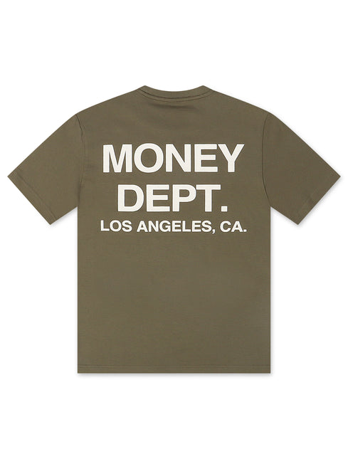 Money Dept. Los Angeles Heavyweight Tee - Light Olive/White