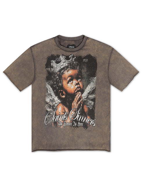 YRBZ Saints & Sinners Cropped Tee - Dark Grey