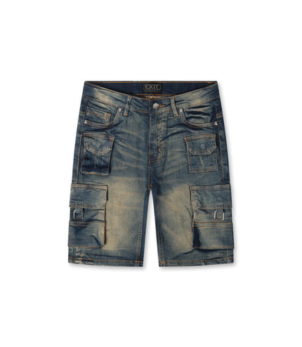 Exit Apparel Cargo Denim Shorts - Blue