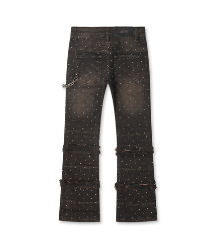 Elite Denim Kids Rhinestone Chain Jeans - Taupe