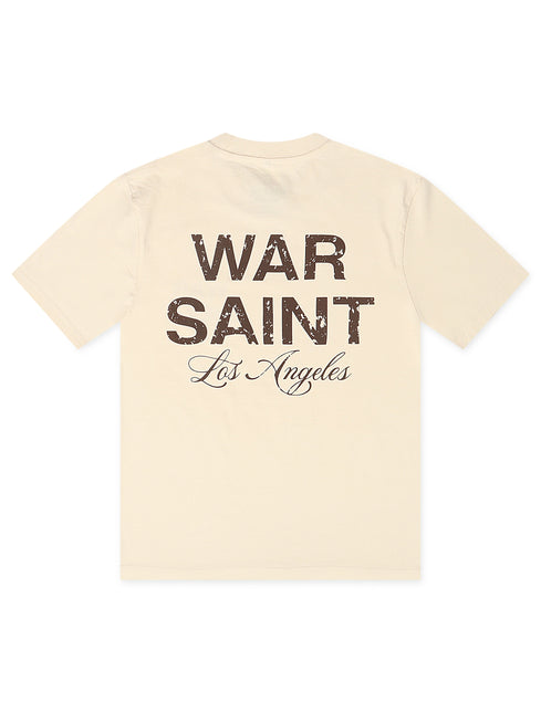 Warsaint LA Script Tee - Cream/Brown