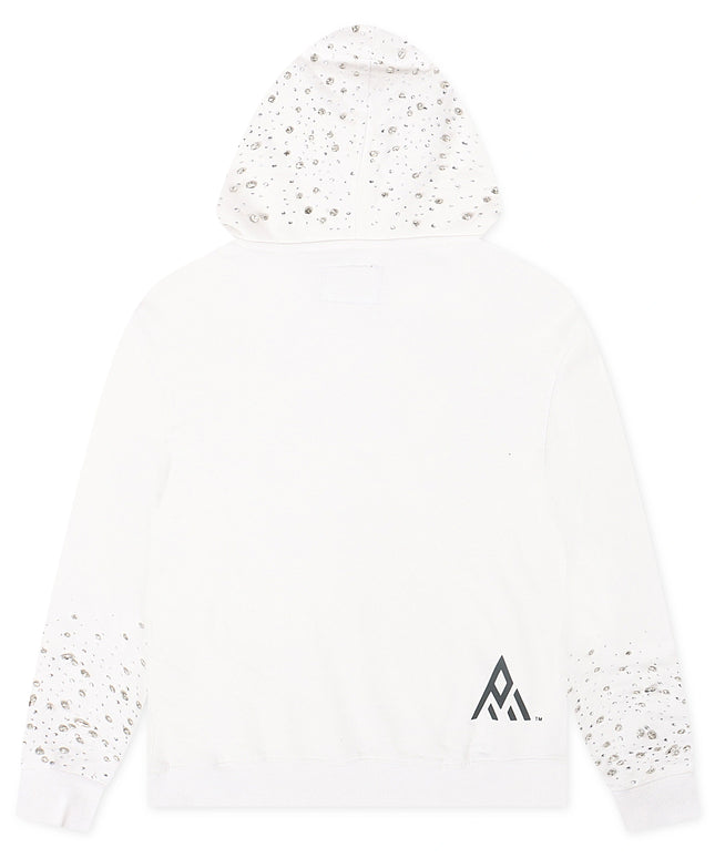 Paper Money Rhinestone Fallen Angels Hoodie - White