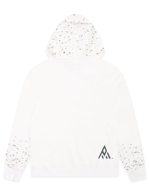 Paper Money Rhinestone Fallen Angels Hoodie - White