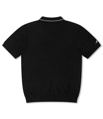 Malbon Crest Knit Polo - Black