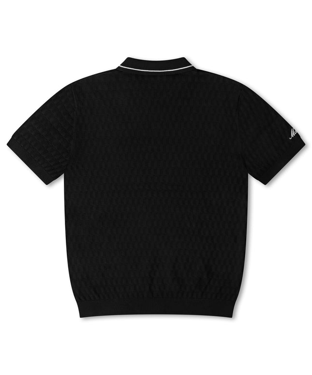 Malbon Crest Knit Polo - Black