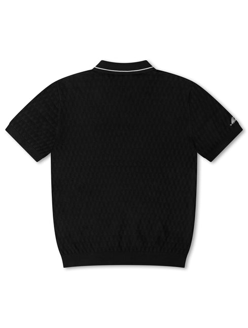 Malbon Crest Knit Polo - Black - Denim Exchange