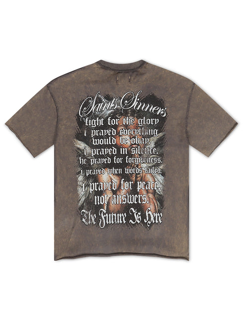 YRBZ Saints & Sinners Cropped Tee - Dark Grey